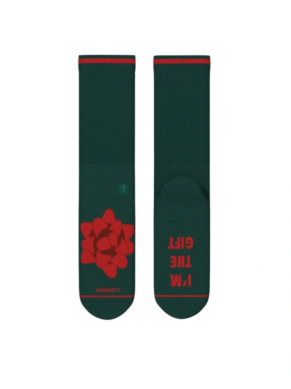 Shineaty Super Stupid Soft Crew Socks The Bow On Top Green L NWT IN PKG